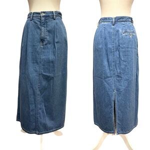 Vintage Y2K Women's Denim Maxi Skirt‎ Size 8 Blue Jean Western Boho Modest 90s